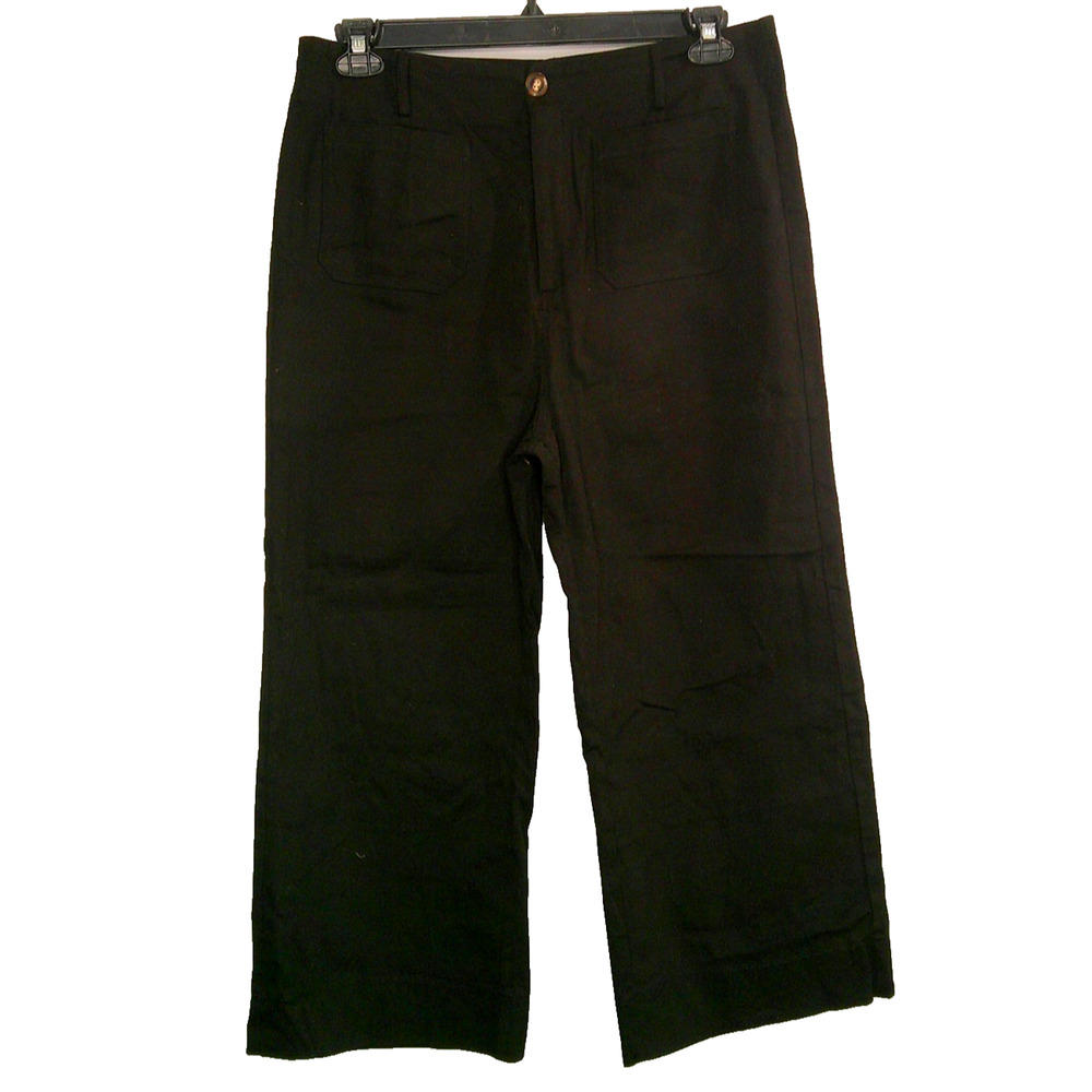 Women's XL Black Straight Wide leg cropped Kakahi pants with front pockets
